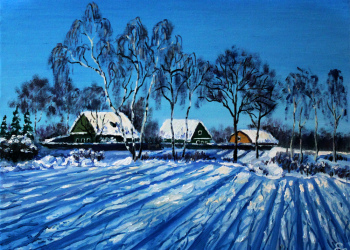 Зима, деревня., 2016, В частной коллекции. Холст, масло, 40х60, Аристархова Елена
